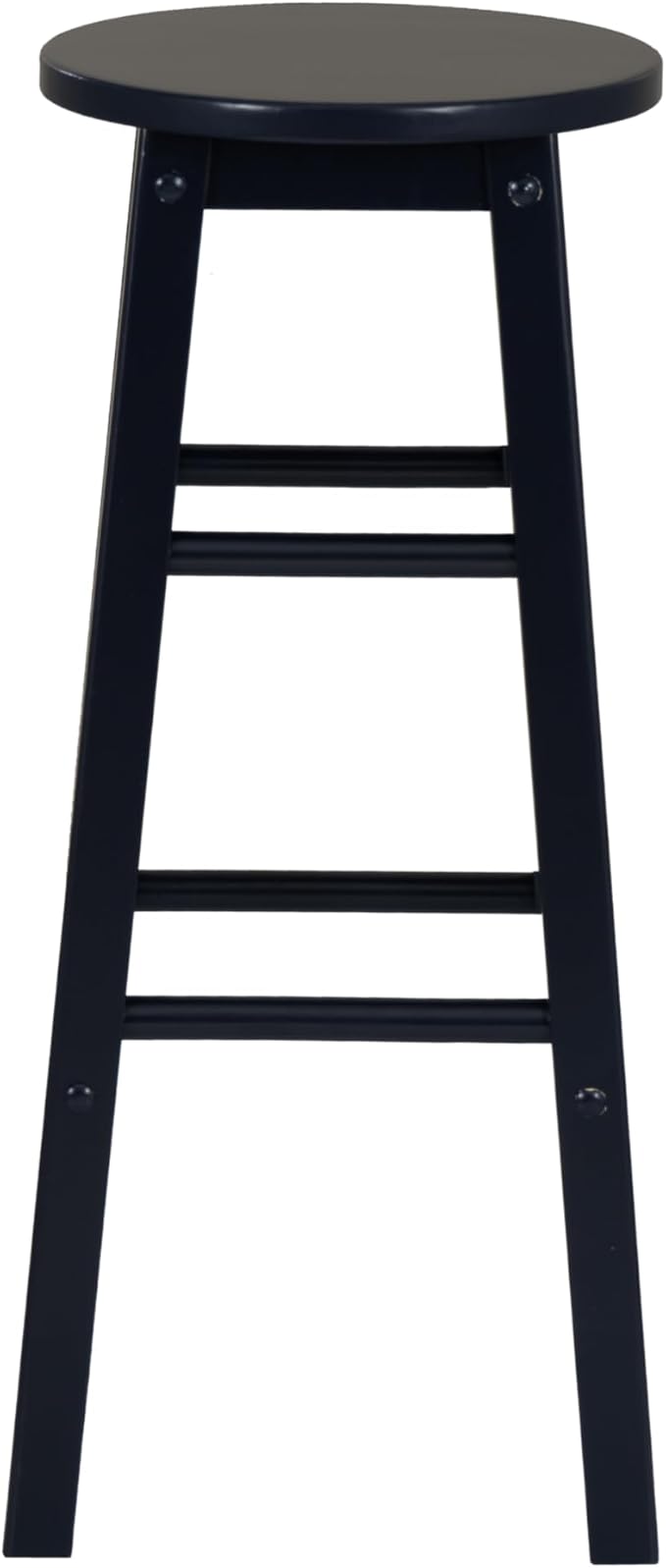 Linon Zeke Navy Blue Solid Wood Backless Round Barstool with 29 inch Seat Height