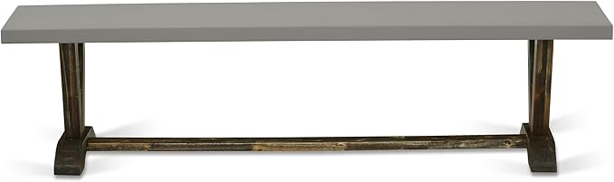 East West Furniture VB797 V-Style Modern Kitchen Bench with Solid Wood Seat, 72x15x18 Inch, Multi-Color