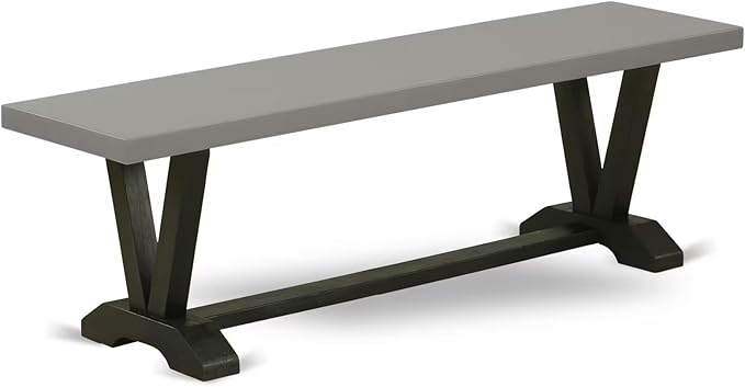 East West Furniture VB696 V-Style Modern Kitchen Bench with Wood Seat, 60x15x18 Inch, Multi-Color