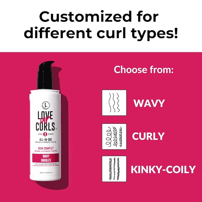 Love Ur Curls LUS Brands オールインワンスタイラー 天然ウェーブヘア用 8.5オンス - 1ステップで補修、保湿、スタイリング - ベタつかず、ゴワつかないヘアケア シアバターとモリンガ配合 | 補修、保湿、ゴワつかず、ベタつかない