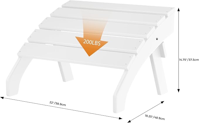 Costaelm Adirondack Chair Footrest, Patio Footstool, Ottoman Outdoor Foot Rest for Patio Waterproof, Adirondack Ottoman Patio Footstool, White