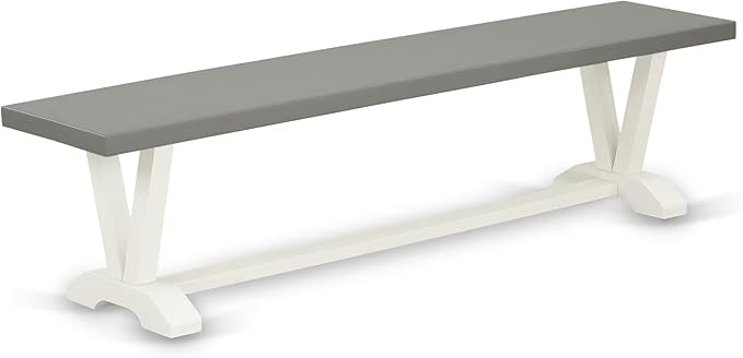 East West Furniture VB097 V-Style Dining Table Bench with Wooden Seat, 72x15x18 Inch, Multi-Color