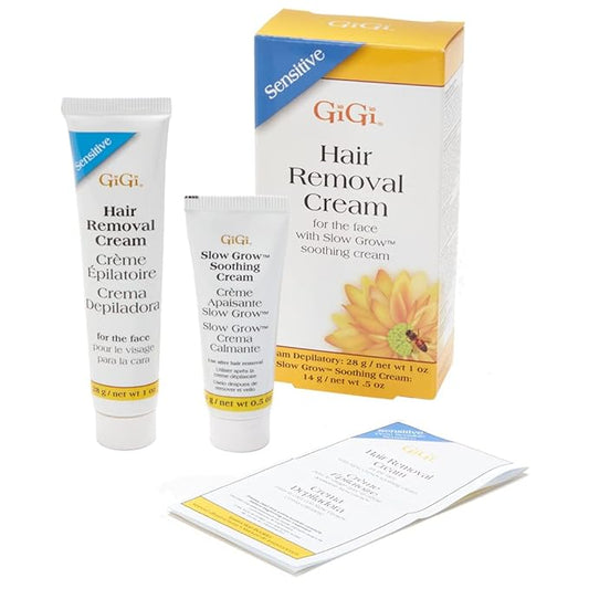 Gigi 除毛クリーム（顔用）1オンス、スローグロースージングクリーム0.5オンス、敏感肌用除毛キット1パック