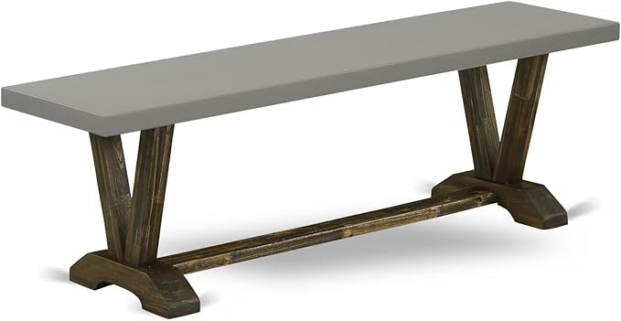 East West Furniture VB796 V-Style Modern Dining Room Bench with Solid Wood Seat, 60x15x18 Inch, Multi-Color