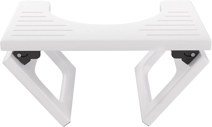 AmazerBath 8.5 Inches Bamboo Toilet Stool Squat for Adults, Collapsible Poop Stool for Bathroom, 0.79" Thickness Squatting Potty with Non-Slip Strip, No Assembly Required, White