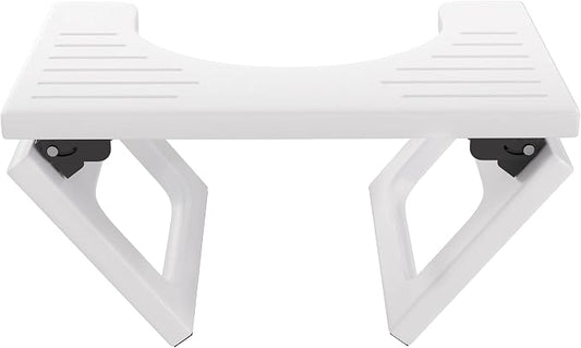 AmazerBath 8.5 Inches Bamboo Toilet Stool Squat for Adults, Collapsible Poop Stool for Bathroom, 0.79" Thickness Squatting Potty with Non-Slip Strip, No Assembly Required, White