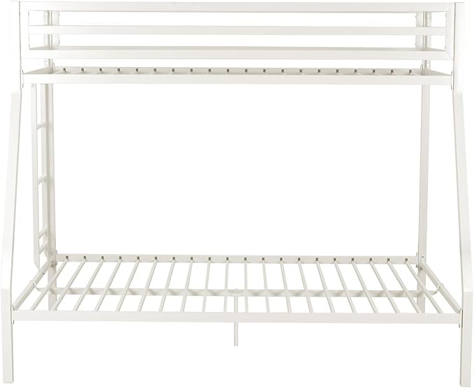 SHA CERLIN Loft Bunk Bed Twin Over Full Size with Ladder and Guardrail,Heavy Duty Metal Slats Support No Box Spring Needed Small Space Saving Furniture for Bedroom Dorm,White