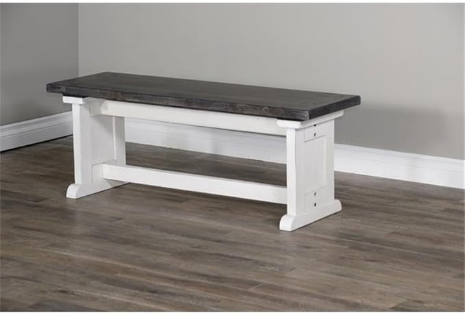 Pemberly Row 4-Piece Farmhouse Wood Breakfast Nook Set with Hidden Storage, Reversible Seating, Great for Small Spaces, in White & Brown Finish