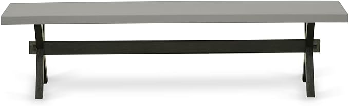 East West Furniture XB697 X-Style Modern Kitchen Bench with Wood Seat, 72x15x18 Inch, Multi-Color