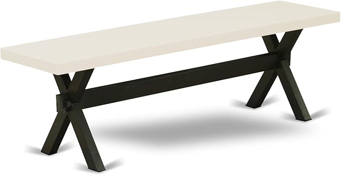 East West Furniture XB626 X-Style Modern Dining Table Bench with Wood Seat, 60x15x18 Inch, Multi-Color