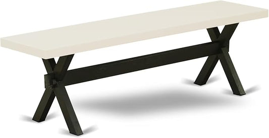 East West Furniture XB626 X-Style Modern Dining Table Bench with Wood Seat, 60x15x18 Inch, Multi-Color