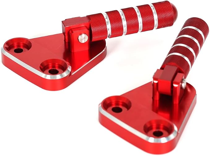 SUPER CUB C125 CNC Rear Folding Step Passenger Footrest Pedal Pegs Compatible with Super Cub 125 JA48 JA58 2018-2024 (Red)