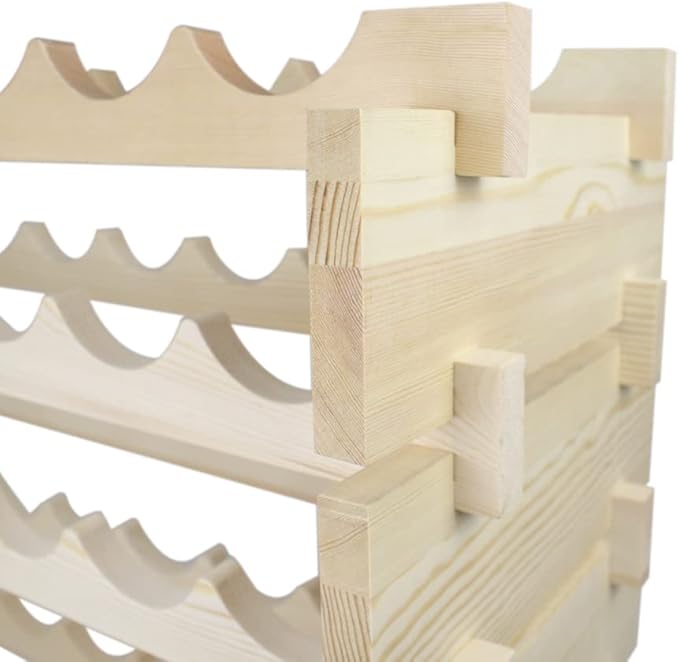 72 Modular Wine Rack, Stackable Wine Storage Rack Free Standing Floor Cellar Wine Holder Display Shelves, Solid Wood - Wobble-Free (72 Bottles)