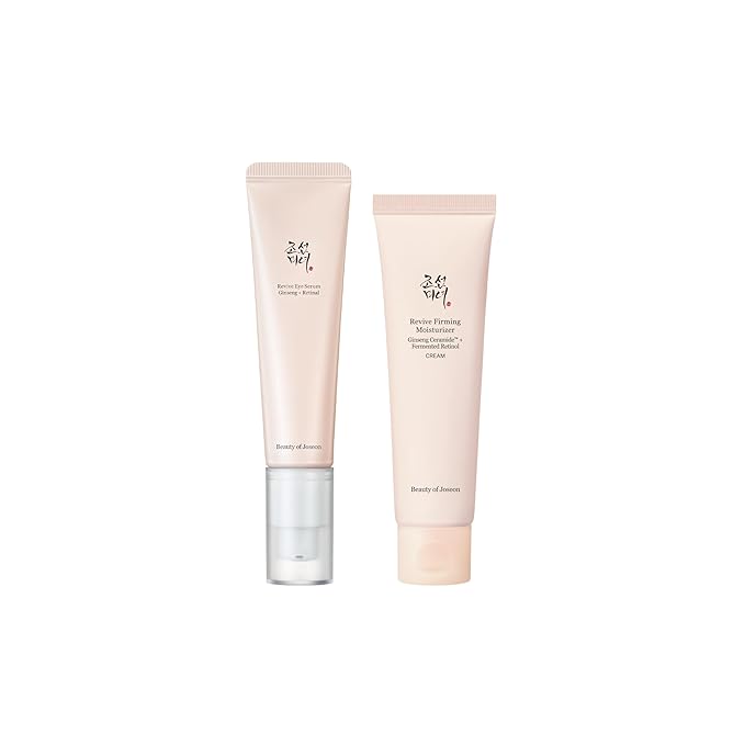 Beauty of Joseon Revive Firming Moisturizer Ginseng Ceramide + Fermented Retinol (60ml,2.02 fl.oz.) and Revive Eye Serum with Retinal Niacinamide (30ml, 1 fl.oz)