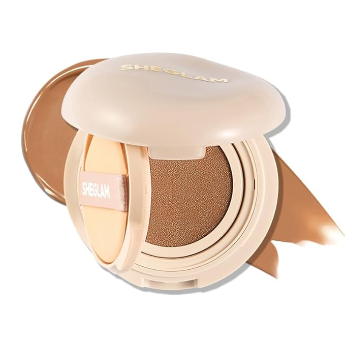 SHEGLAM Lock & Go Long-Lasting Cushion Foundation Soft Matte Weightless Waterproof for Flawless Base Makeup-Saddle