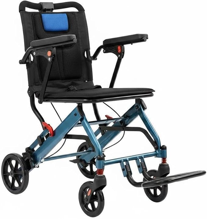 IDEALHOUSE Portable Lightweight Folding Wheelchair for Seniors, 16" Seat, Transport Chair with Flip Armrests, Swing Footrests, Locking Handbrakes, Travel Mobility Wheelchair for Elderly, Easy to Carry