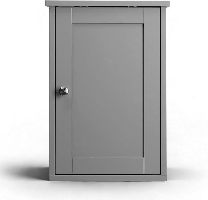 VINGLI Bathroom Wall Cabinet, Gray Medicine Cabinet with Single Door, Small Over Toilet Storage Organizer with Adjustable Shelf, Hanging Kitchen Cupboard for Laundry Room, 13.7x7.5x19.7 Inch