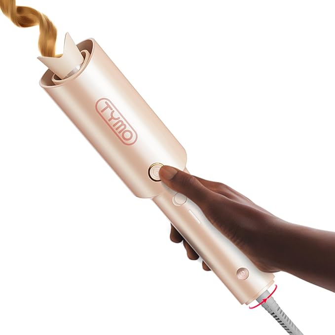 TYMO オートカールヘアアイロン - TYMO CURLPRO ビーチウェーブヘアアイロン、ポータブル、5億イオン、デュアル電圧＆軽量旅行用、セラミックコーティング、1インチ、ピーチ