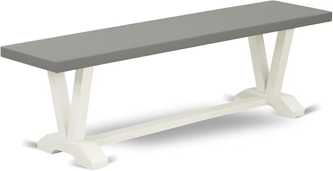 East West Furniture VB096 V-Style Mid Century Modern Dining Bench with Solid Wood Seat, 60x15x18 Inch, Multi-Color