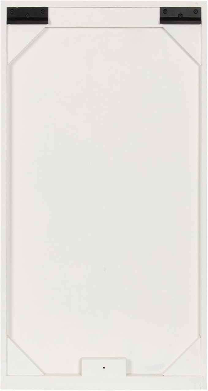 Kate and Laurel Mezzeta Decorative Modern One-Door Floating Bathroom Cabinet, 15 x 7 x 28, White, Decorative Over Toilet Storage Cabinet Made from Solid Mango Wood with Slatted Chevron Design