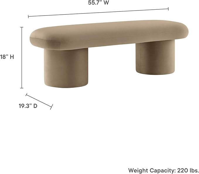 Modway Orla Performance Velvet Upholstered Bench in Taupe