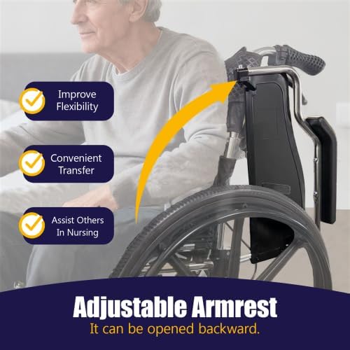 Lightweight Aluminum Alloy Transport Wheelchair for Adults - 20" Wide Seat with Front/Rear Locking Brakes, 24" Quick-Release Wheels, Foldable Design, 350 lbs Capacity (Bright Silver)