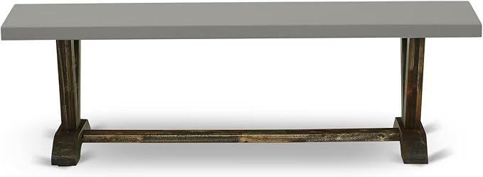 East West Furniture VB796 V-Style Modern Dining Room Bench with Solid Wood Seat, 60x15x18 Inch, Multi-Color