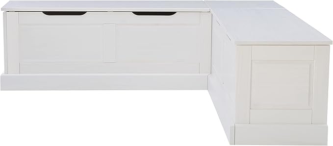 Linon Harris White Solid Pine Backless Nook with Interior Storage
