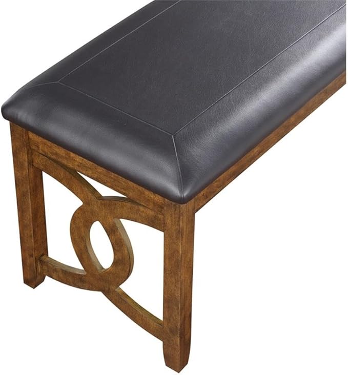 New Classic Furniture Gia Upholstered Dining Bench, Warm Brown Finish
