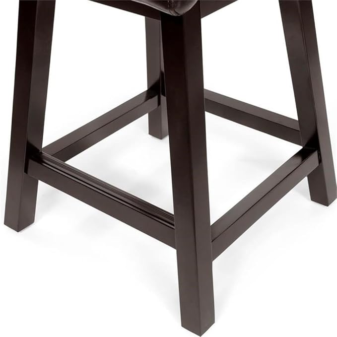 BOWERY HILL 6 Piece Counter Height Dining Set, Solid Wood and Faux Leather, Black Finish, Includes Triangular Table, Swivel Chairs, Dining Bench, Open Shelf, Contemporary Style for Modern Dining Room