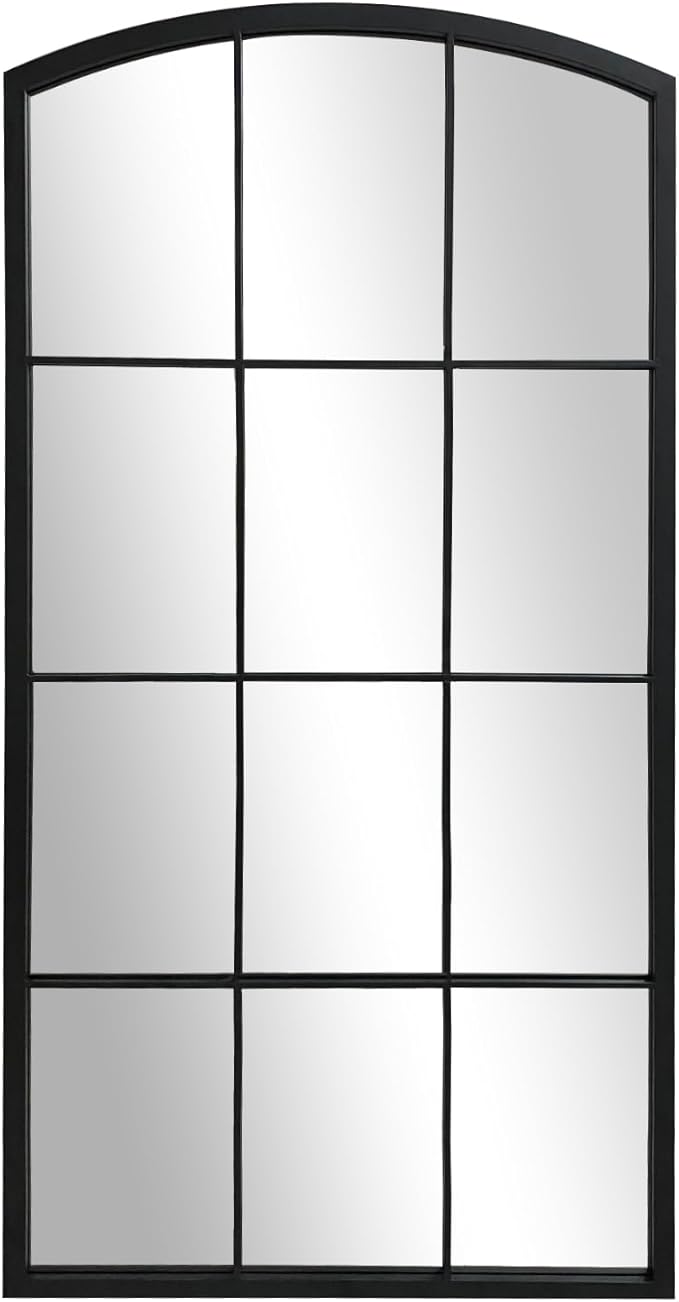 WAMIRRO Tall Window Pane Mirror,Farmhouse Arched Wall Mirror,Full-Length Mirrors for Fireplace/Entryway/Hallway/Living Room24 X48