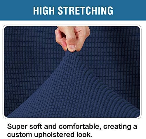 H.VERSAILTEX Ottoman Cover Slipcover Rectangle Fit Length 29"-34" Footrest Sofa Slipcovers Stool Cover Footstool Protector Covers Feature Stretch Thick Soft Jacquard Fabric Removable Washable - Navy