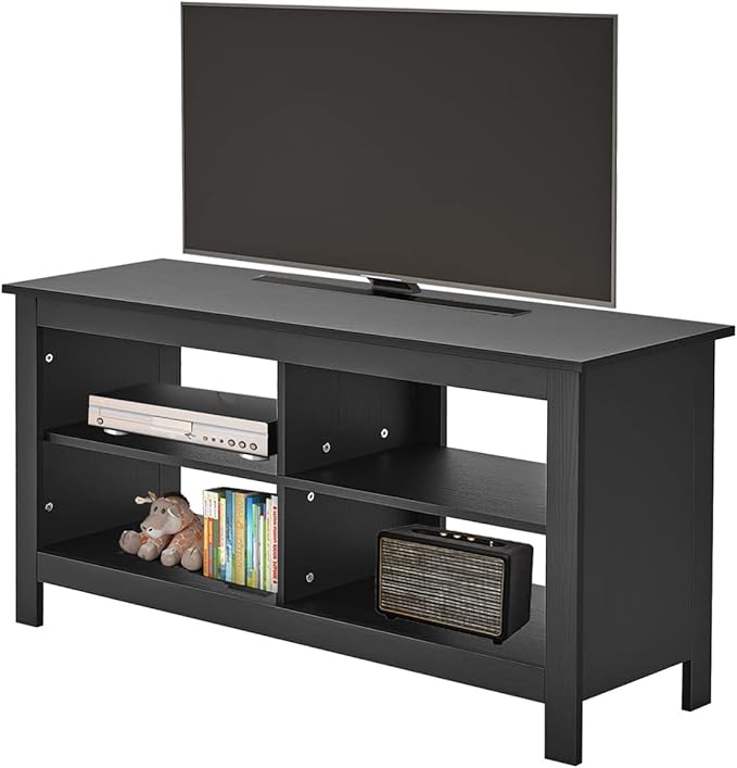 Gyger 43 Inches TV Stand,Mid Century Modern Entertainment Center with 4 Open Shelves Farmhouse TV Media Console Table for Living Room,Bedroom,Television Stand up to 50 Inches(Black)