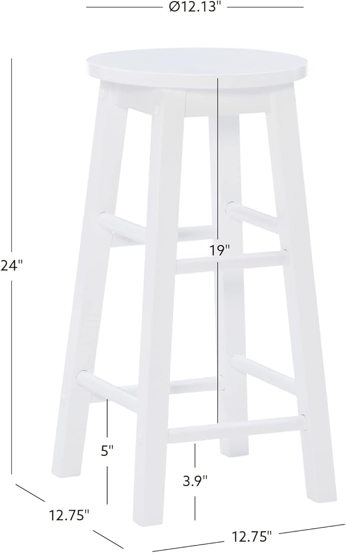 Linon Zeke White 24" Counter Stool with Round Seat