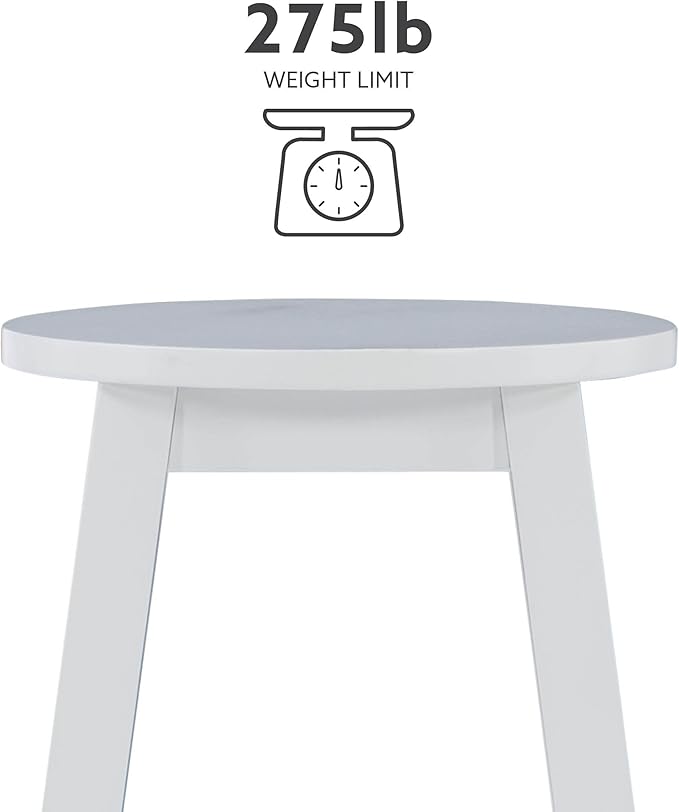 Linon Zeke White 24" Counter Stool with Round Seat