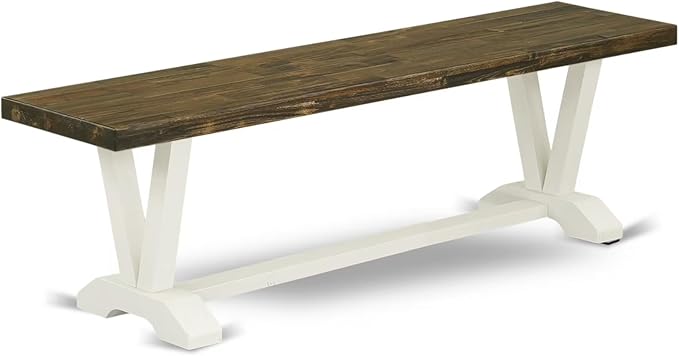 East West Furniture VB076 V-Style Modern Dining Table Bench with Wood Seat, 60x15x18 Inch, Multi-Color
