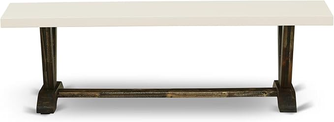 East West Furniture VB726 V-Style Modern Dining Table Bench with Wooden Seat, 60x15x18 Inch, Multi-Color