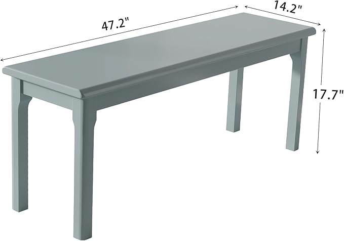 Dining Bench Wood Solid Oak Wooden Bed End＆Entryway Bench for Bedroom Living Room Kitchen(Blue)