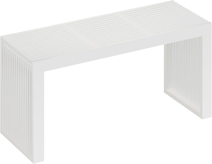 APRTAT Bamboo Dining Bench Indoor Long Entryway Shoe Rack Benchs,Outdoor Modern Wood Benches 35 Inch Bamboo Bench for Living Room Hallway Bedroom Bathroom White