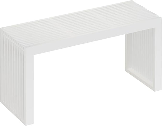 APRTAT Bamboo Dining Bench Indoor Long Entryway Shoe Rack Benchs,Outdoor Modern Wood Benches 35 Inch Bamboo Bench for Living Room Hallway Bedroom Bathroom White