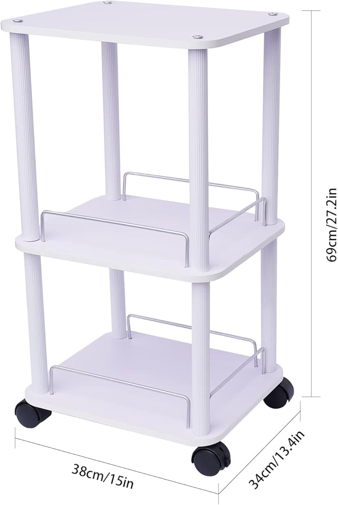 3 Tier Beauty Salon Trolley Cart Pedestal Rolling Cart Spa Stand Roller Trolley with Wheel Beauty Instrument Tray Rolling Cart Home Kitchen Dining Room Living Room Bathroom Bedroom