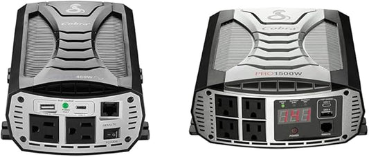 Cobra PURE SINE 400W Power Inverter and PRO 1500W Professional Grade Power Inverter Bundle