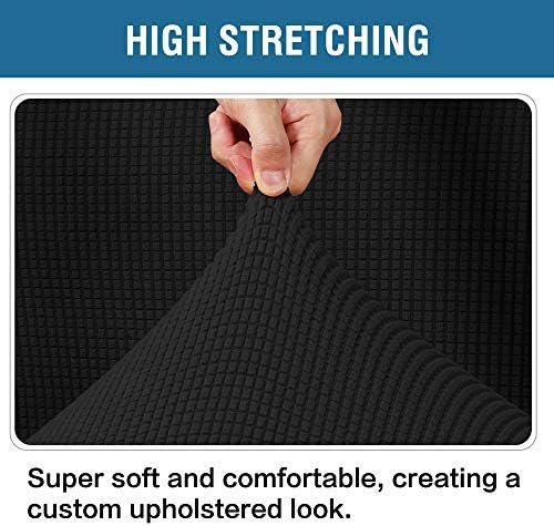 H.VERSAILTEX Ottoman Cover Slipcover Rectangle Fit Length 29"-34" Footrest Sofa Slipcovers Stool Cover Footstool Protector Covers Feature Stretch Thick Soft Jacquard Fabric Removable Washable - Black