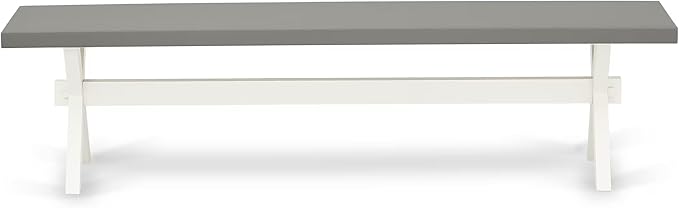East West Furniture XB097 X-Style Mid Century Modern Dining Bench with Solid Wood Seat, 72x15x18 Inch, Multi-Color