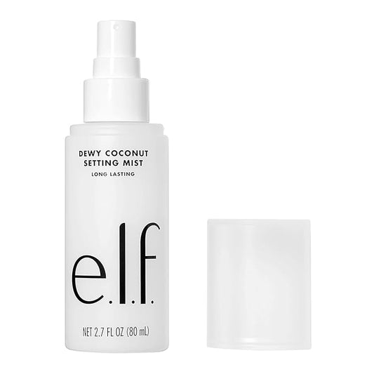 e.l.f. デューイココナッツ セッティングミスト、メイクアップセッティングスプレー、肌に潤いを与えコンディショニング、緑茶配合、ヴィーガン＆クルーエルティフリー、2.7fl.oz