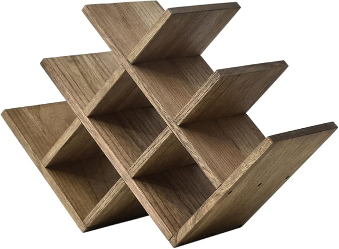 KIRIGEN Wooden 8-Bottle Wine Rack, 3-Tier Countertop Wine Bottle Holder for Cabinets, Bar Cart, Kitchen Counter, Pantry, Dining Room, 16.73 x 5.9 x 11.14 in, XHJJ3-DBR