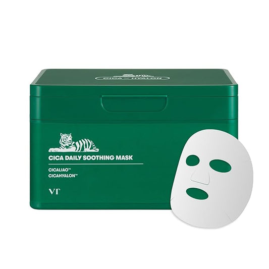 VT COSMETICS シカデイリー スージングマスク 30枚入、保湿・潤い補給にツボクサエキス＆ヒアルロン酸配合、瞬時に落ち着きと輝き、肌を柔らかくするフェイシャルマスク、韓国フェイスマスク