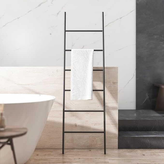 Standing Towel Rack Towel Stand Towel Holder 6 Tier Blanket Holder Blanket Ladder Rack Wall Mounted Metal Standing Towel Drying Storage Rack Towel Shelf Freestanding Towel Rack (Size : Gold)