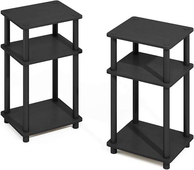 Furinno Turn-N-Tube Storage Shelves, Stackable Standing Shelf, Open Corner Shelf, for Organization and Storage, Living Room, Garage, Home Office, Americano