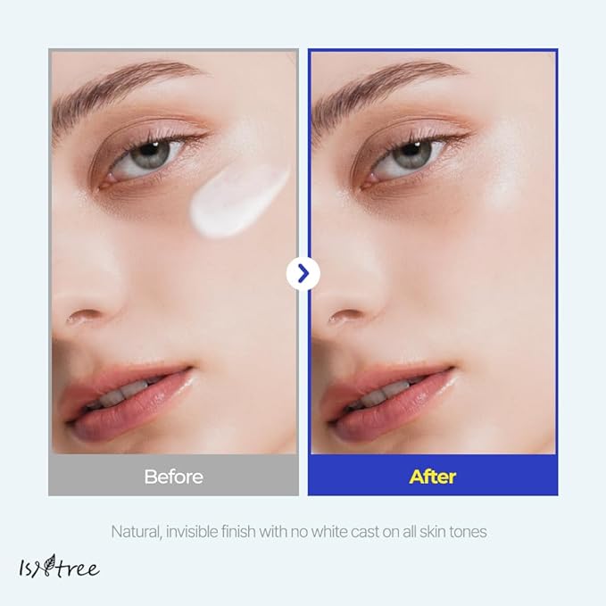 ISNTREE Hyaluronic Acid Natural Suncream SPF 50, Mineral Sunscreen, Gentle Tone-Up Effect, Hydrating Daily Sun Cream, Sensitive Skin Friendly, Korean Skincare, 50ml